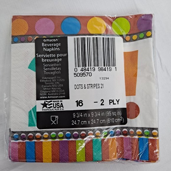 21st Birthday Party Beverage Napkins Amscan 16 Count - Picture 3 of 5